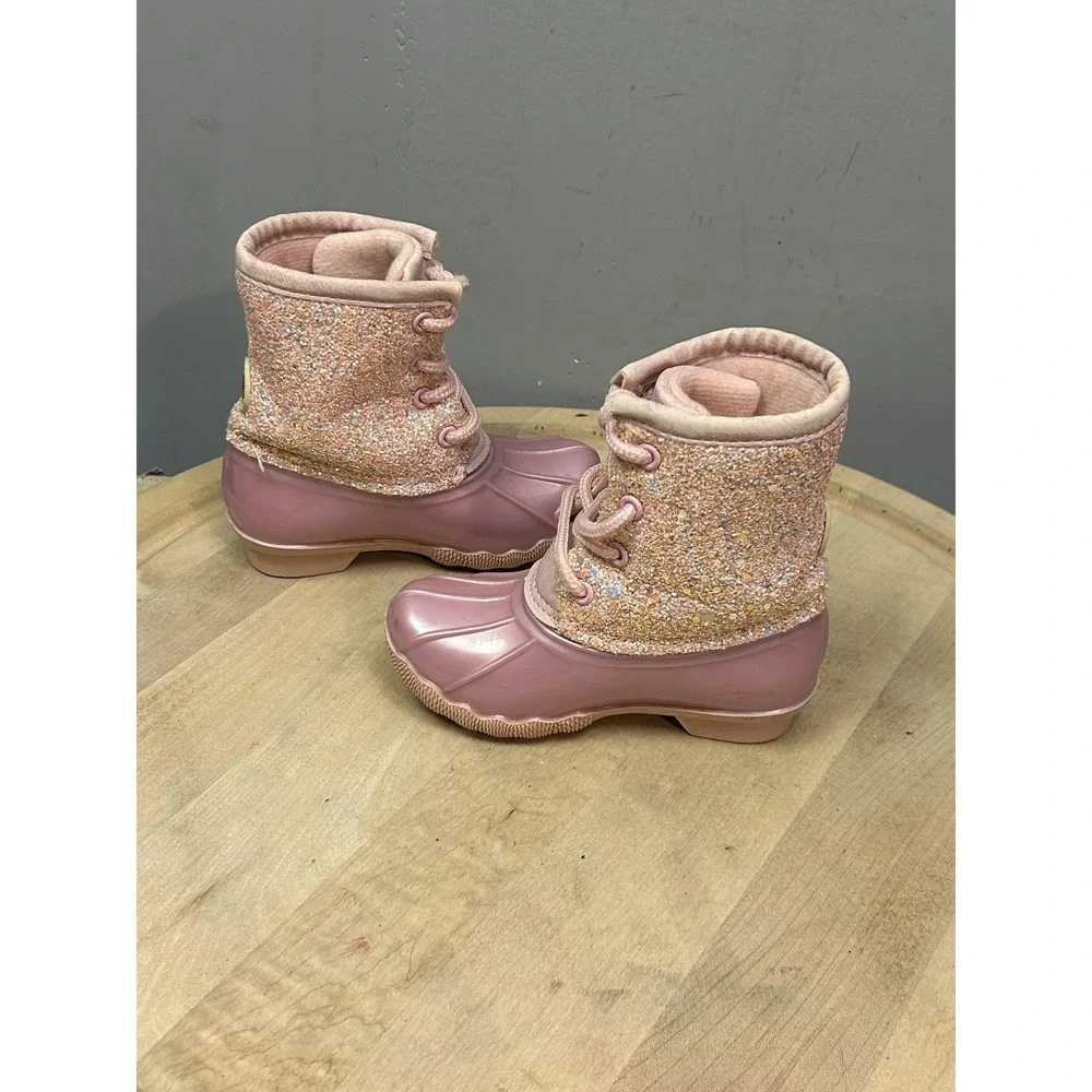Adrienne‎ Vittadini Bambini Boots Girls Size 6 Glitter Duck Rain Winter Shoes